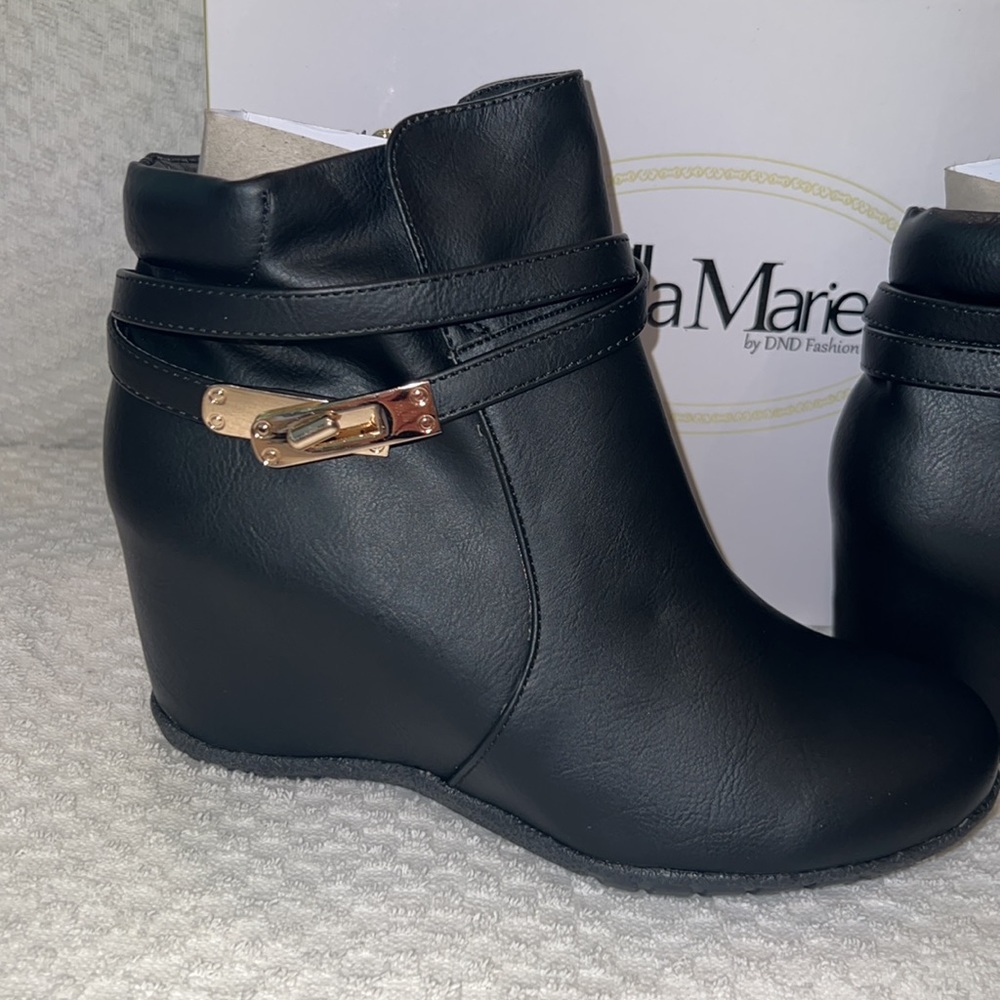 8-Bella Marie black wedge ankle booties